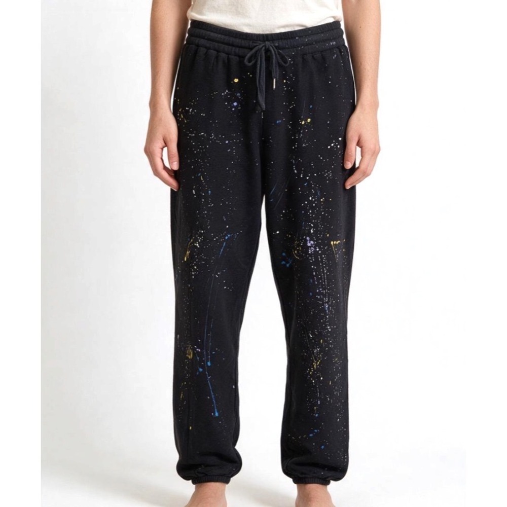 S'EDGE SEDGE Black Knit Joggers Sweatpants Pants PAINT SPLATTER Colorful SIZE S